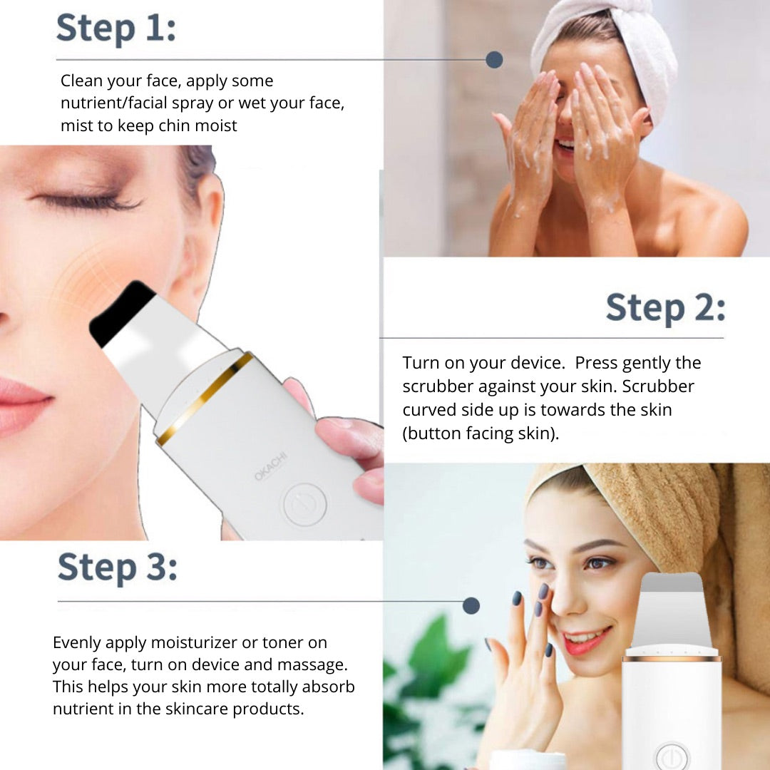 Ultrasonic Ion Skin Scrubber Facial Device