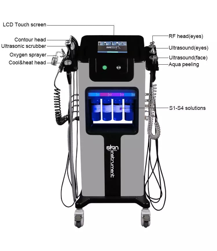 Parts diagram for Skin Energy Jet Peel Hydrafacial Machine 8 in 1