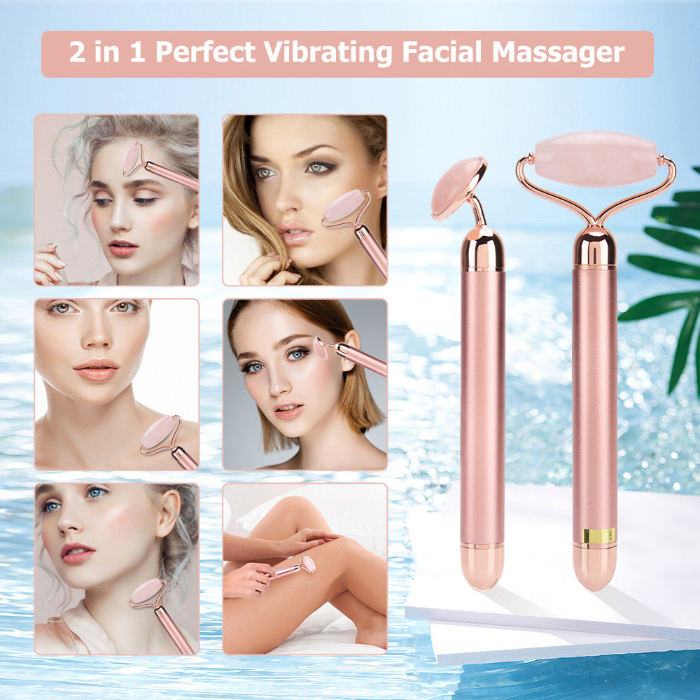 Sonic Rose Quartz Roller Facial Device