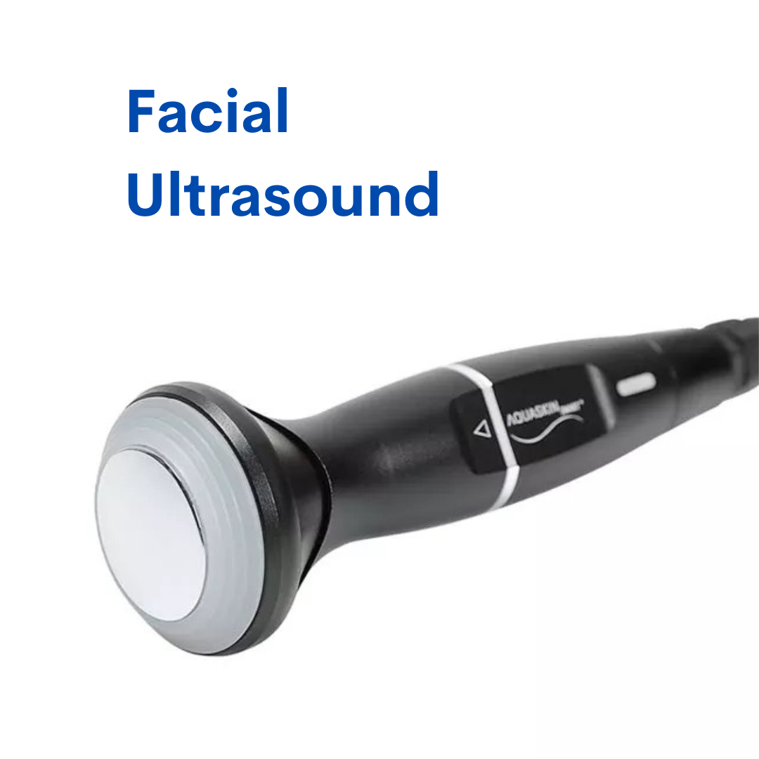 Facial ultrasound handle for professional hydrafacial machine