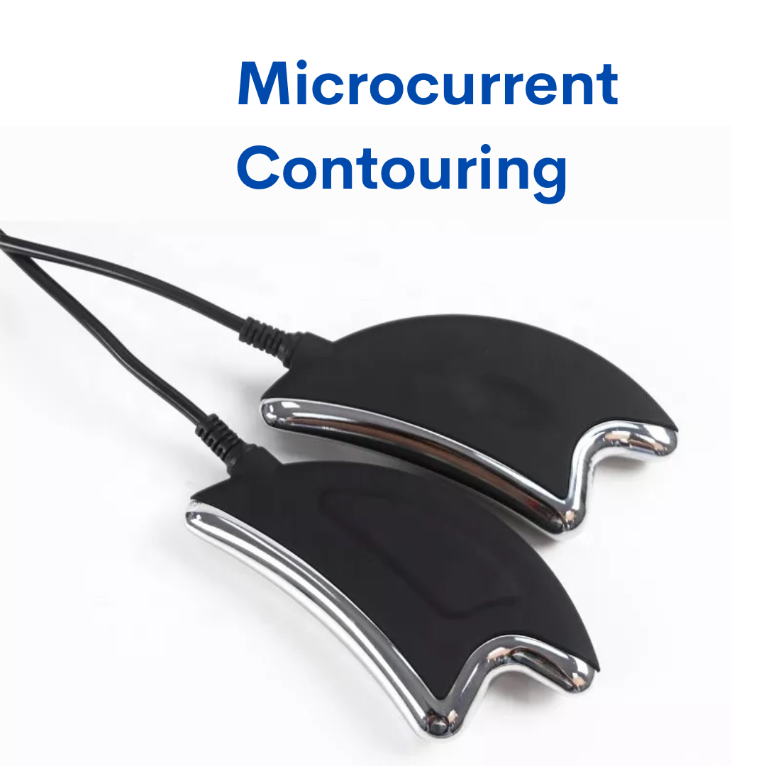 Microcurrent contouring handle for professional hydrafacial machine