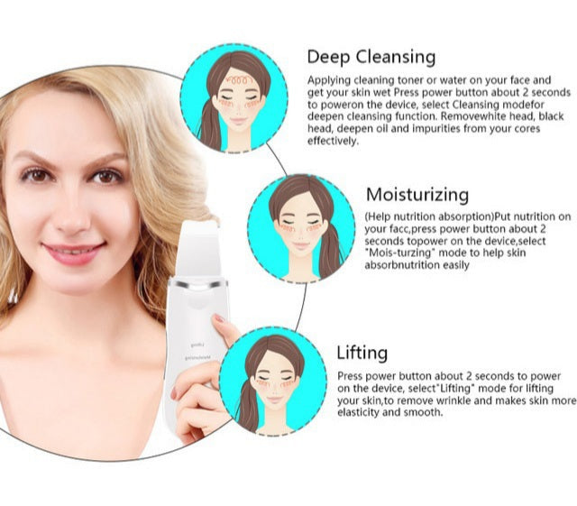 Sonic Exfoliating Wand Facial Device White | Cleansing Moisturizing, Lifting | Face with Beautiful Skin