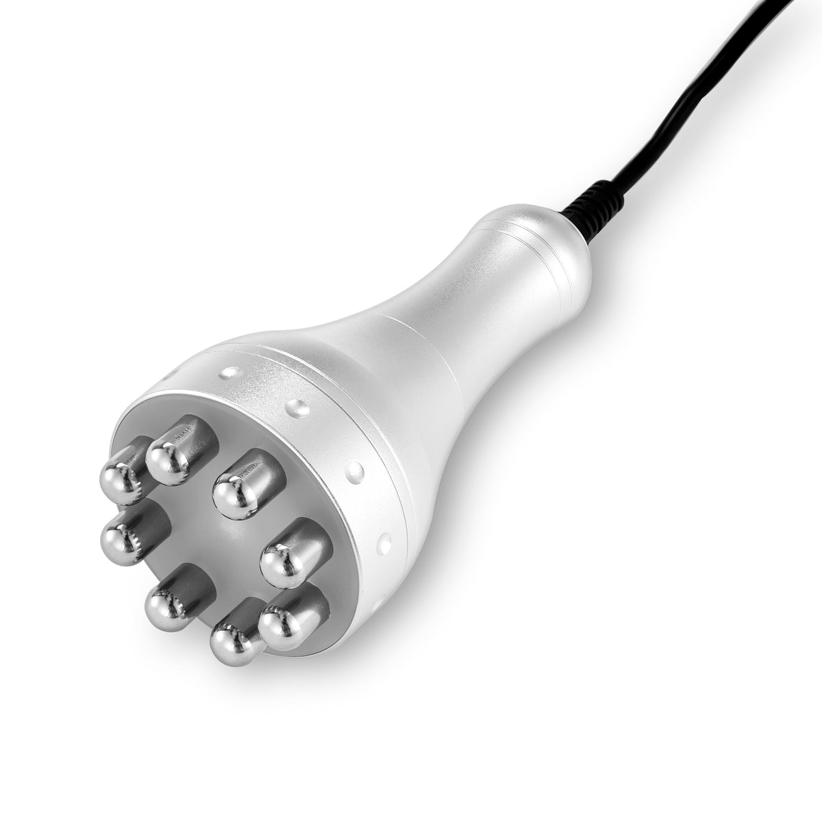 2026 Adonis™ II 30K Cavitation Machine Pro 9 in 1 handheld body contouring treatment applicator with multiple rounded metal massage nodes, close-up view.